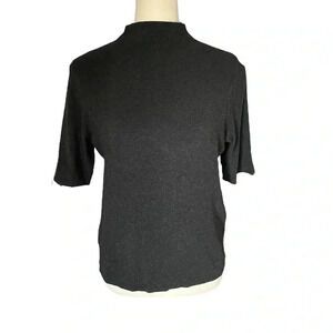 Eileen Fisher Mock Neck Viscose Jersey Italian Yarn Turtleneck Top Women Size M